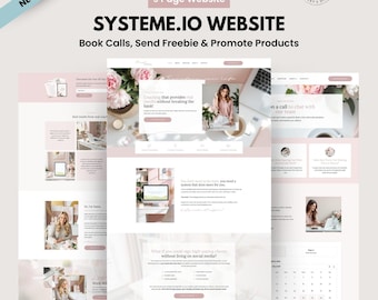 Systeme.io NEW 2026 Website Template. 9 Page Blush Branding Coaching. Online Courses. Consultant. Systeme Pink & White web site design
