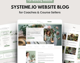 Sage Systeme.io Website Blog Template. Coaching. Online Courses. Consultant. Systeme Green website design. Sage Botanical Coach Landing Page
