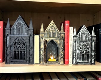 Gothic Cathedral Book Nook with Hidden Storage Shelf Decor