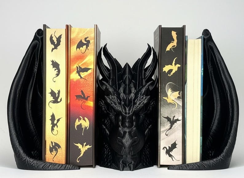 Dragon Bookend, Fantasy Bookend, Book Guardian Decor, Hand Painted Dragon Bookend, Color Changing Bookend, Dragon Shelf Decor, Book Protector Dragon, Fantasy Bookshelf Accessory, Antique Gold Dragon Decor, Dual Color Bookend, Dragon Bookend with Antique Gold Highlights, Dragon Bookend for Fantasy Lovers, Bookend That Looks Like a Dragon Guarding Books, Decorative Dragon Bookend for Bookshelves, Fantasy Decor Bookend with Custom Color Options, book lover gifts, book lover, book gift, onyx storm