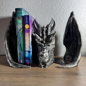 fourth wing, Dragon Bookend, Fantasy Bookend, Book Guardian Decor, Hand Painted Dragon Bookend, Color Changing Bookend, Dragon Shelf Decor, Book Protector Dragon, Fantasy Bookshelf Accessory, Antique Gold Dragon Decor, Dual Color Bookend, Dragon Bookend with Antique Gold Highlights, Dragon Bookend for Fantasy Lovers, Bookend That Looks Like a Dragon Guarding Books, Decorative Dragon Bookend for Bookshelves, Fantasy Decor Bookend, book lover gifts, book lover, book gift, onyx storm