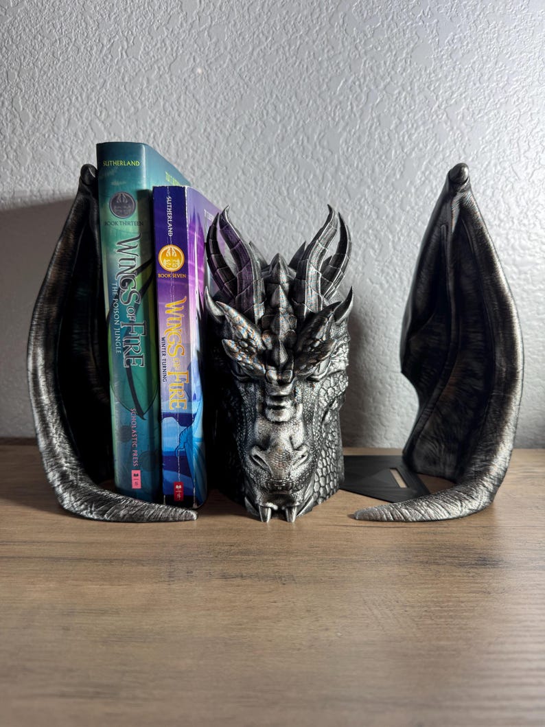 fourth wing, Dragon Bookend, Fantasy Bookend, Book Guardian Decor, Hand Painted Dragon Bookend, Color Changing Bookend, Dragon Shelf Decor, Book Protector Dragon, Fantasy Bookshelf Accessory, Antique Gold Dragon Decor, Dual Color Bookend, Dragon Bookend with Antique Gold Highlights, Dragon Bookend for Fantasy Lovers, Bookend That Looks Like a Dragon Guarding Books, Decorative Dragon Bookend for Bookshelves, Fantasy Decor Bookend, book lover gifts, book lover, book gift, onyx storm