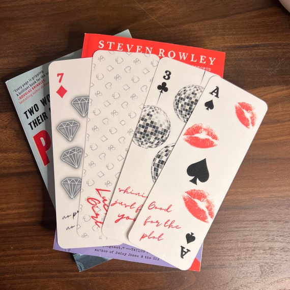 Handmade Playing Card Bookmark Set, Laminated Bookish Gift