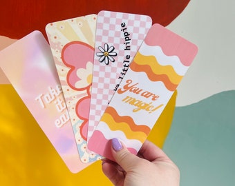 Handmade Groovy Laminated Bookmark: Girly Bookish Gift