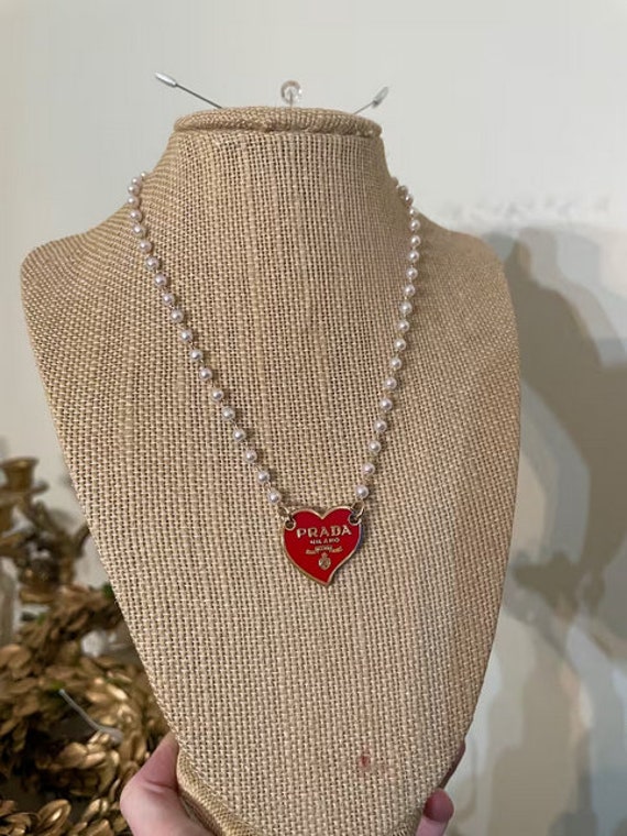 Red Heart Upcycled Necklace - image 1