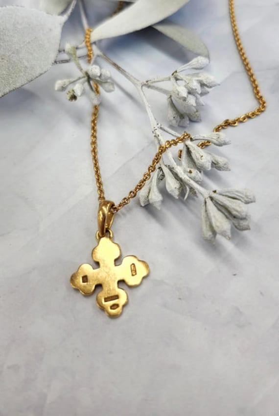 18K Gold Byzantine Cross Necklace