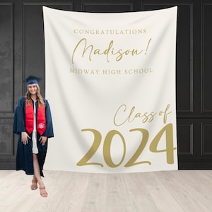 Custom Graduation Banner, Class of 2024 Graduation Backdrop, Graduation Party Decorations 2024, High School Graduation, College Graduation
