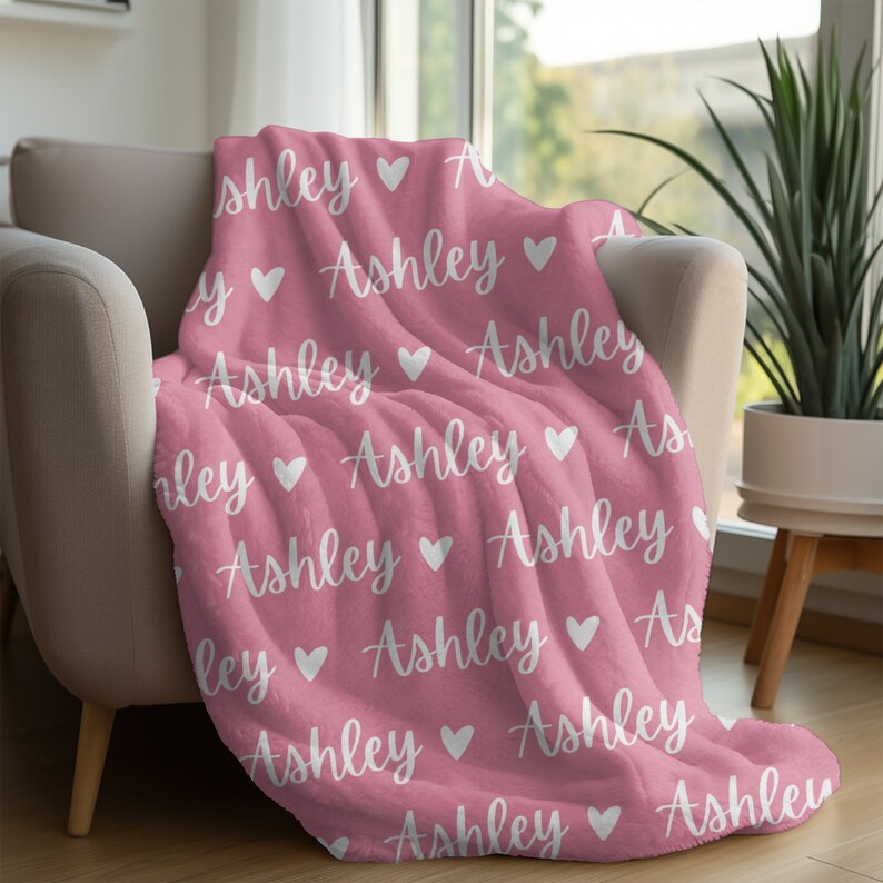 Zaaprint Personalized Blanket 30x40 Inches - Custom Name Text, Volleyball Print, Light Orange, Baby & Nursery Gift