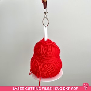Portahilos portátil para colgar en la muñeca (archivos SVG para corte láser, DXF, PDF, plantilla de madera acrílica para colgador de hilo giratorio, crochet y tejido)