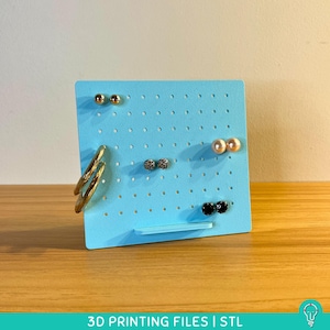 Small Stud Earring Holder STL Files for 3D Printing | Jewelry Organizer Home decor