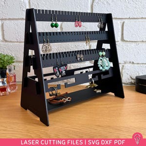 Fichiers SVG porte-bijoux réglable pour découpe laser | PDF DXF | Organiseur de boucles d'oreilles personnalisables, fichiers vectoriels de décoration intérieure pour la découpe laser