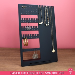 Jewelry Holder Stand SVG Files for Laser Cutting | DXF PDF | Earring organizer Home Decor