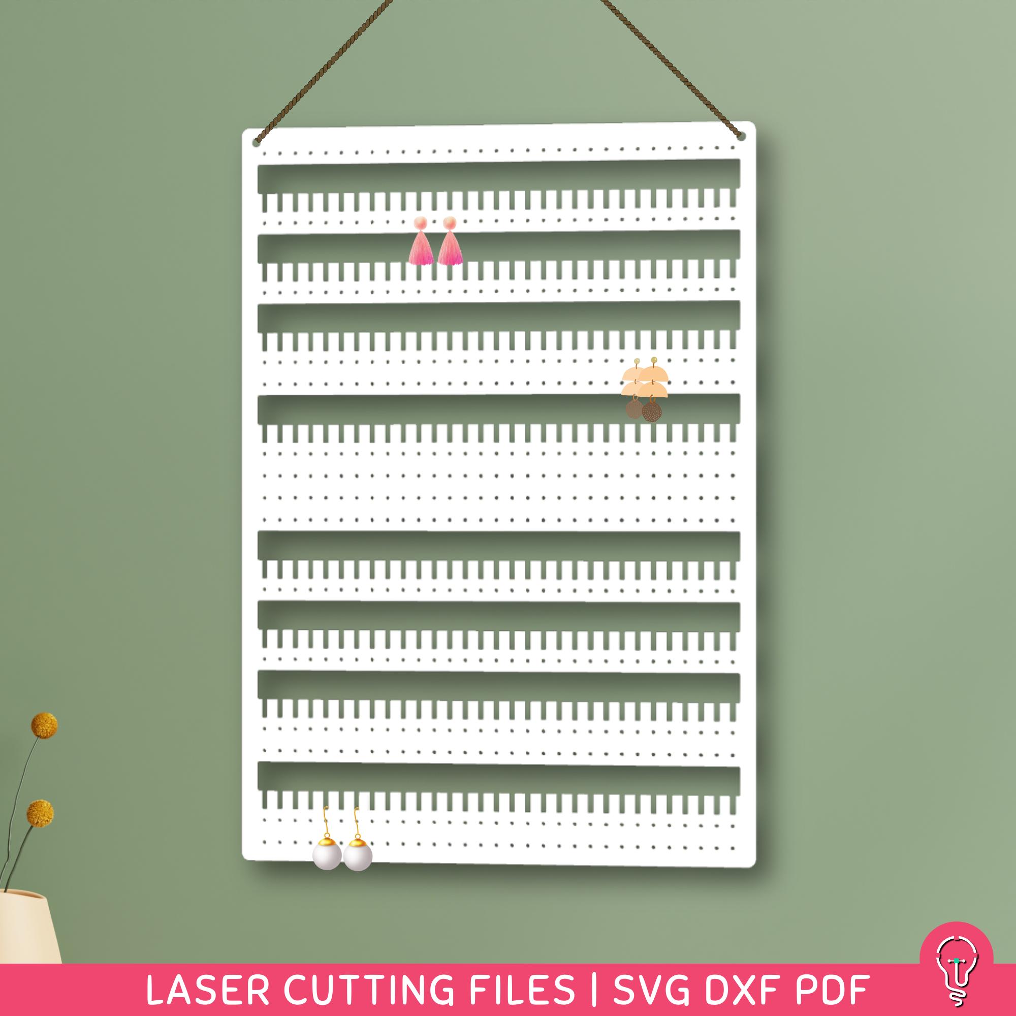 Large Jewelry Organizer Wall Hanging | Laser Cut file SVG DXF PDF | Large Holder for Earrings, Necklaces & Bracelets. Closet organizer
