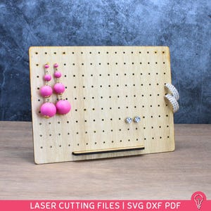 Stud Earring Holder SVG Files for Laser Cutting | DXF PDF | Jewelry Organizer Home decor