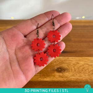 Flower Earring STL Files for 3D Printing | Digital Earring diy Print STL File | 3D Printing File