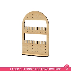 Small Earring Holder Stand SVG Files for Laser Cutting | DXF PDF | Jewelry Organizer Home Decor