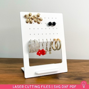 Kleine Ohrringe Halter SVG-Dateien für das Laserschneiden | DXF PDF | Schmuck Organizer Wohnkultur