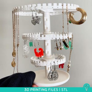 Jewelry Organizer STL Files for 3D Printing | Adjustable Earring Holder Display Stand