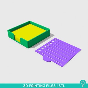 Post-it case and To Do List stencil set template STL Files for 3D Printing