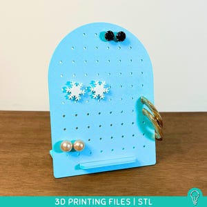 Arched Earring Display STL Files for 3D Printing | DIY Stud Earring Jewelry Organizer Home Decor