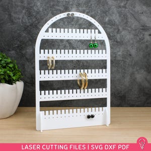 Soporte para pendientes en forma de arco, archivos SVG para corte láser / DXF PDF / Organizador de joyas, decoración del hogar