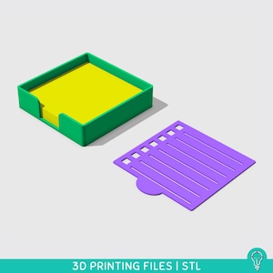 Post-it case and To Do List stencil set template STL Files for 3D Printing