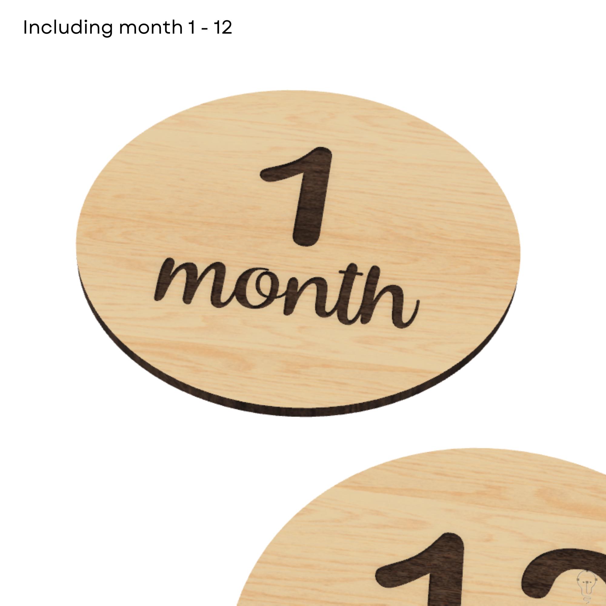 Baby Monthly Milestone Cards SVG Files for Laser Cutting | Wooden Month ...