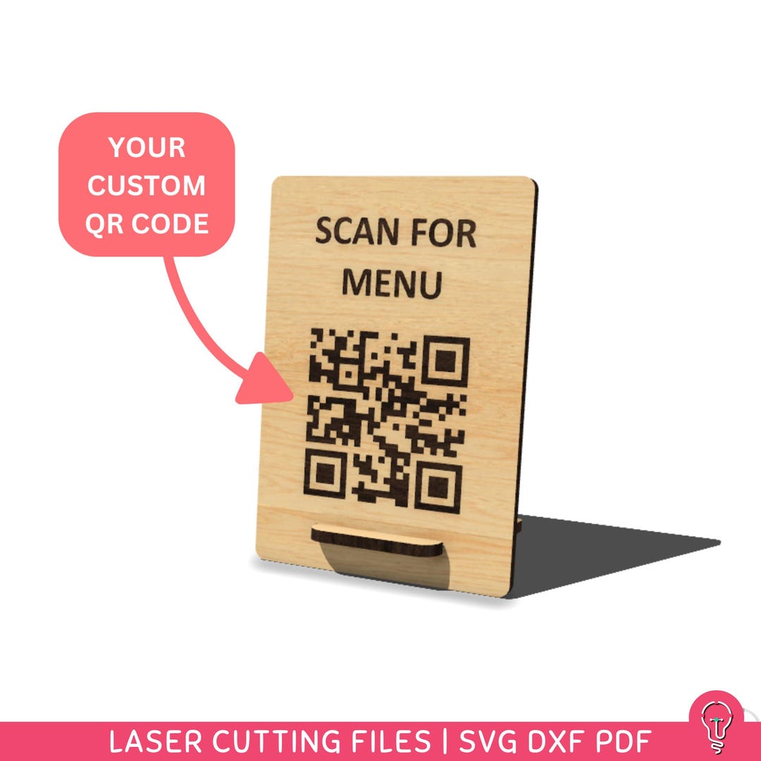 Custom QR Code Menu Sign SVG Files for Laser Cutting | Dxf PDF | Price ...