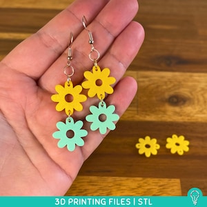 Flower Earring STL Files for 3D Printing | Digital Earring diy Print STL File | 3D Printing File