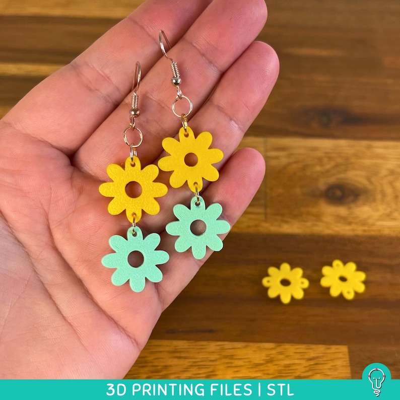 Flower Earring STL Files for 3D Printing | Digital Earring diy Print STL File | 3D Printing File