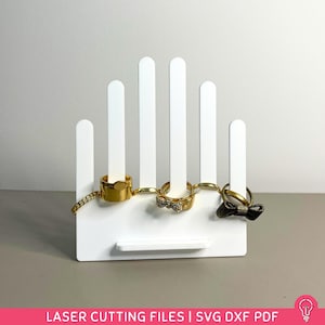 Ring Holder Cutting Files | Laser Cutting File SVG PDF DXF | Arch Jewelry Stand for Closet Organization | Wedding & Engagement Ring Dish
