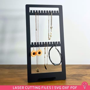 Arquivos SVG para suporte de colar e pulseira para corte a laser | PDF DXF | Organizador de joias | Ideia de presente faça você mesmo para ela