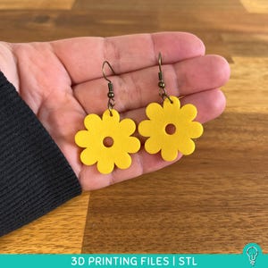 Flower Earring STL Files for 3D Printing | Digital Earring diy Print STL File | 3D Printing File
