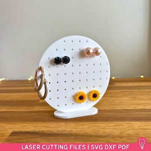 Stud Earring Holder Stand Laser Cutting File | SVG DXF PDF | Jewelry Organizer Home Decor