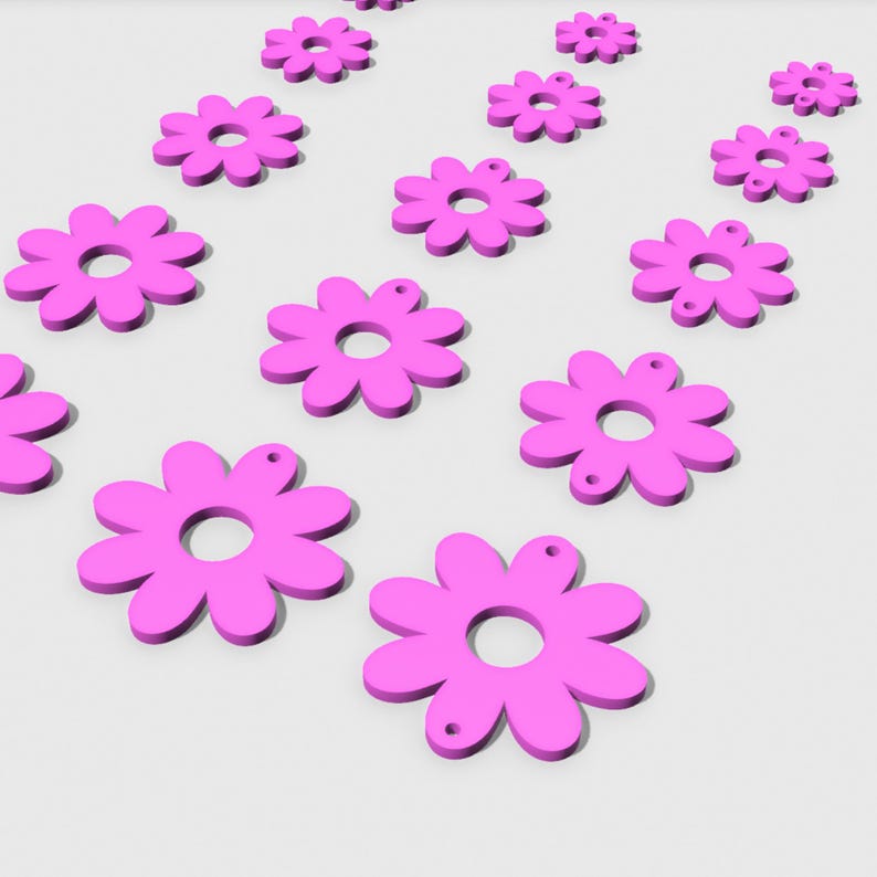 Flower Earring STL Files for 3D Printing | Digital Earring diy Print STL File | 3D Printing File