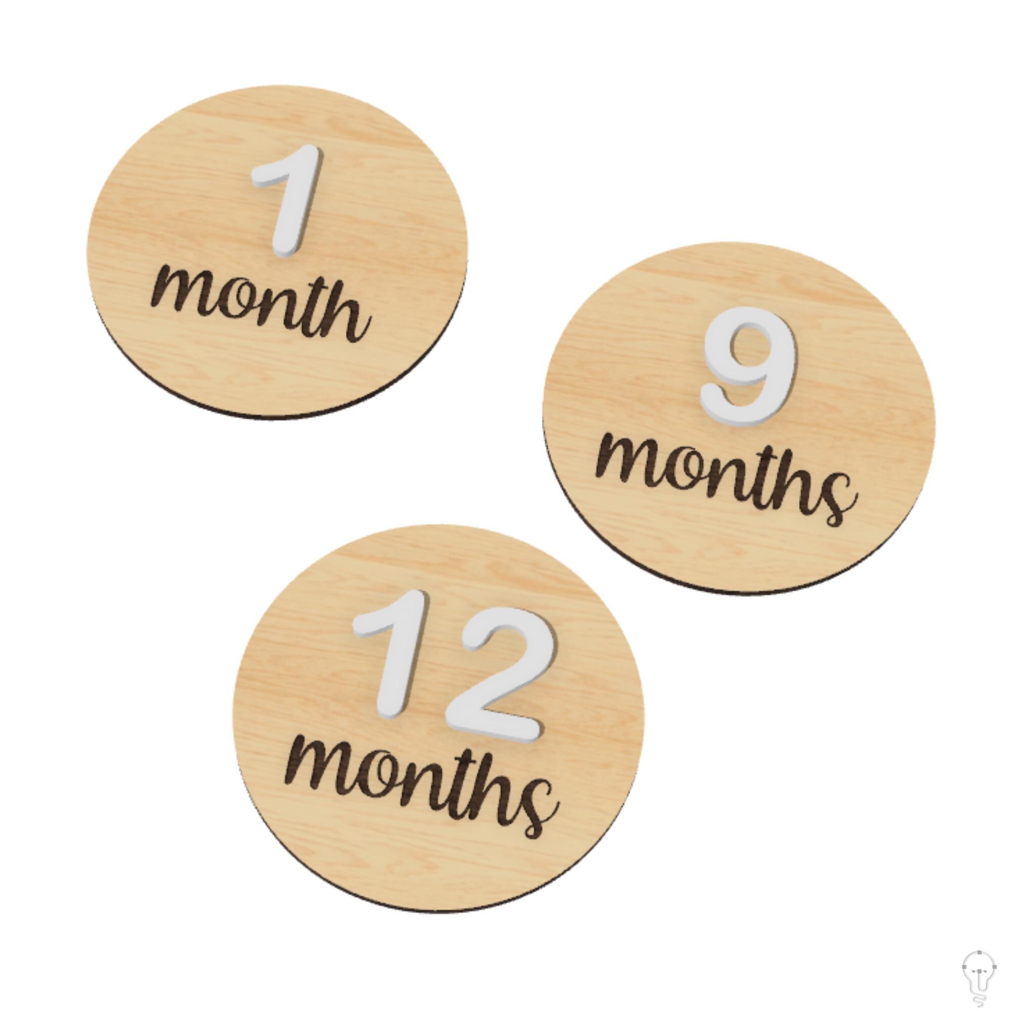 Baby Monthly Milestone Cards SVG Files for Laser Cutting | Wooden Month ...