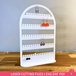 Large Earring Holder Stand SVG Files for Laser Cutting | DXF PDF | Jewelry Organizer Home Decor