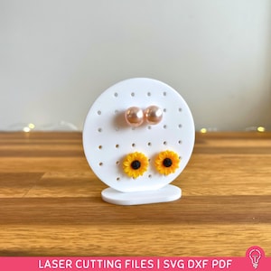 Small Earring Holder Stand Laser Cutting File | SVG DXF PDF | Jewelry Organizer Home Decor