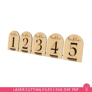 Table Sign SVG-bestanden voor lasersnijden | DXF-pdf | Nummerdecor bruiloftstafel - Acrylhoutsjabloon - Restauranttafelnummer