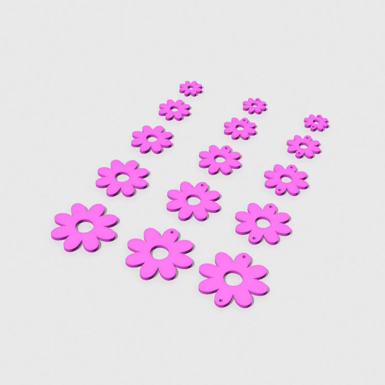 Flower Earring STL Files for 3D Printing | Digital Earring diy Print STL File | 3D Printing File