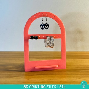 Arched Earring Display STL Files for 3D Printing | DIY Stud Earring Jewelry Organizer Home Decor