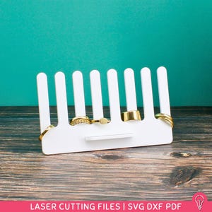 リングホルダーカッティングファイル | レーザーカッティングファイル SVG PDF DXF | クローゼット整理用ジュエリースタンド | 結婚指輪・婚約指輪用皿