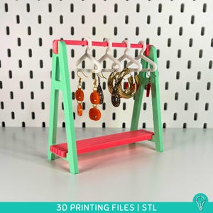 Earring Rack STL Files for 3D Printing | Jewelry Organizer Wardrobe Coat Hanger Earring Stand