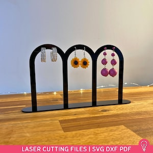 Arch Earring Display SVG Files for Laser Cutting | DXF PDF | Jewelry Organizer Home Decor