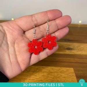 Flower Earring STL Files for 3D Printing | Digital Earring diy Print STL File | 3D Printing File