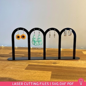 Arch Earring Display SVG Files for Laser Cutting | DXF PDF | Jewelry Organizer Home Decor