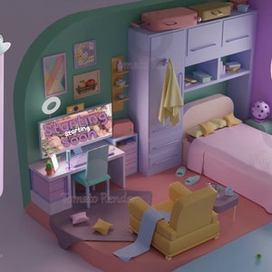 Söt 3D-animerad strömningsövergång | Flicka och kattunge
