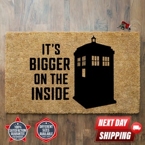It&#39;s Bigger On The Inside, Sci Fic Decor, Coir Doormat, Series Home Decor, Housewarming Gift, Porch Decor, Front Door Decor, Welcome Doormat