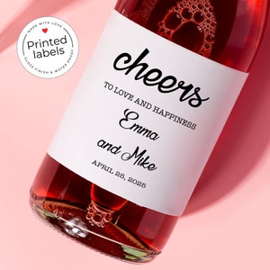 Cheers To Love and Happiness, Wedding Wine Label, Label Template, Engagement Gift, Editable Wine Label, Gift for Couple, Milestone  Label