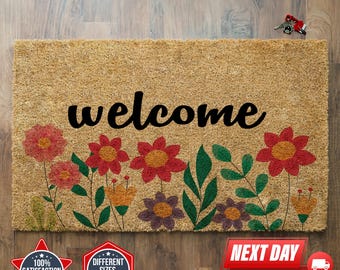 Wildflowers Welcome Doormat, Colorful Doormat, Floral Doormat, Flower Doormat, Spring Home Decor, Housewarming Gift, Outdoor Doormat